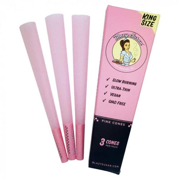 Conos Pink King Size Paquete con 3 Piezas | Blazy Susan - GreenGold Vape Shop - Papeles para rolar