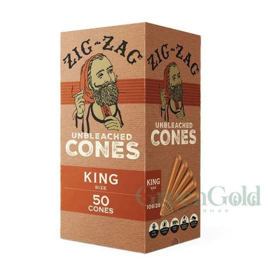 Conos Zig Zag Sin Blanquear King Size | 50 Piezas - GreenGold Vape Shop - Papeles para rolar