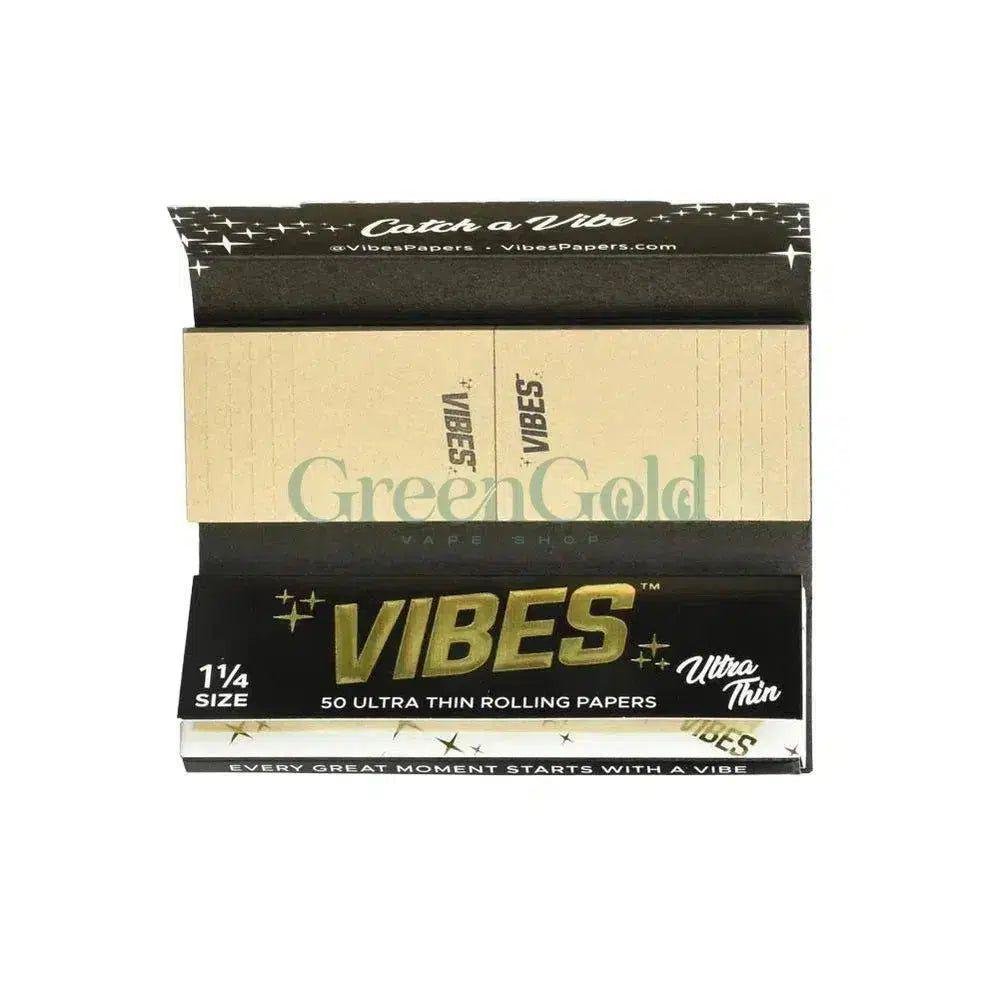 Papel para Rolar con Filtros Ultra Thin 1 1/4¨ | VIBES - GreenGold Vape Shop - Papeles para rolar