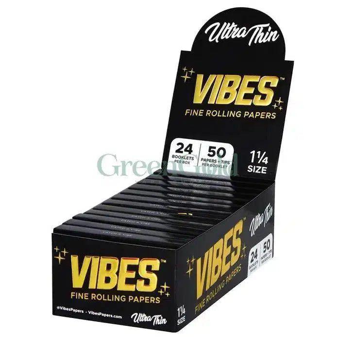 Papel para Rolar con Filtros Ultra Thin 1 1/4¨ | VIBES - GreenGold Vape Shop - Papeles para rolar