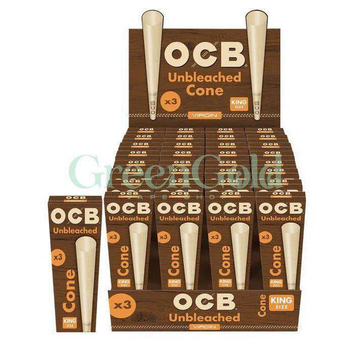 Virgin Conos King Size Sin Blanquear Con 3 | OCB - GreenGold Vape Shop - Papeles para rolar